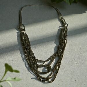 Elegant Gun Metal Layered Chain Necklace